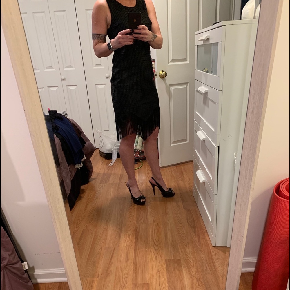 Black fringed bottom dress